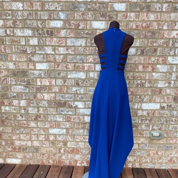 BCBGMaxAzria Women's Rosalyn Long Hi Low Cutout Back Dress, Deep Royal Blue, O - Picture 6 of 11